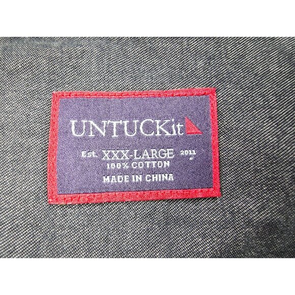 Untuckit Size 3XL Mens Charcoal Gray Hem Logo Tag Long Sleeve Cotton Shirt - Picture 4 of 9